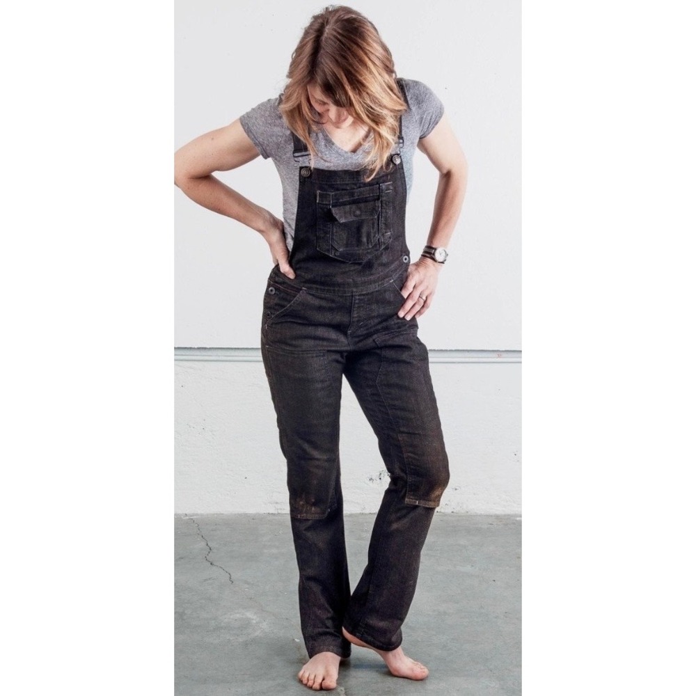 Dovetail Workwear Womens Freshley Black Denim Overalls Utility Size 6
